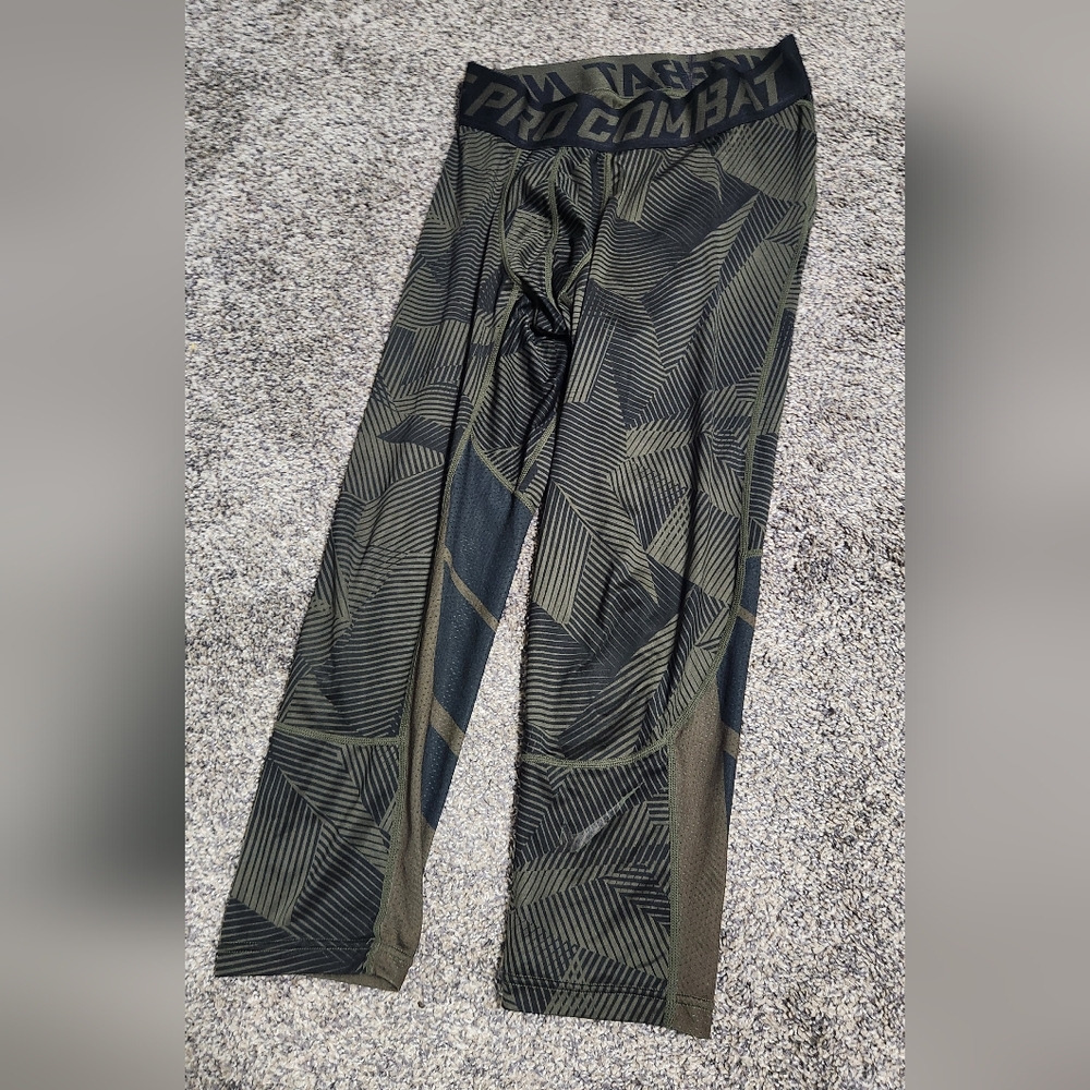 Mens Nike Pro Combat Green 3/4 tights